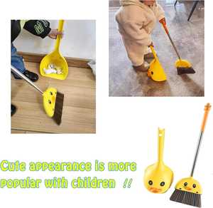Toddler Mini Yellow Duck <b>Broom</b> <b>Dustpan</b> Set Household Cleaning Pretend Play Plastic Handle Durable PP Material Portable - Product Image 3