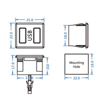 Base femelle Usb double couche Prise Type-C et prise de charge de lampe Usb femelle Prise d'alimentation avec connecteur de câble