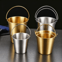 Seau à glace portable FLEY en acier inoxydable 304, seau à popcorn pour restaurant, bar, maison, fête, service de frites, poulet frit