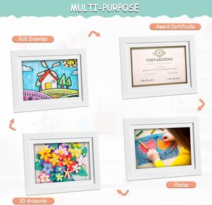 Cadre photo pliable pour œuvres d'art d'enfants, en bois blanc, verre incassable, format A4/A3, design moderne pour collection d'enfants - Product Image 5