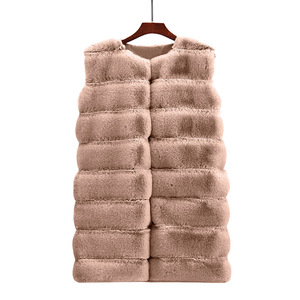 Chaleco de lana <span class=keywords><strong>Artificial</strong></span> para Otoño e Invierno, Abrigo acolchado de algodón, chaleco de felpa grueso, largos abrigos de piel sintética para invierno, chaqueta para exteriores para mujer - Product Image 5