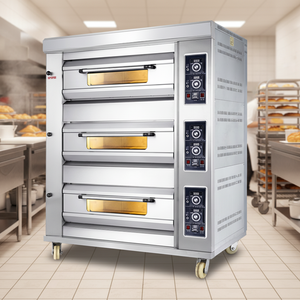 220V/380V Electric &amp; Gas Commercial 3 Deck 6 Tray Automatic Cake and Bread Baking Oven with Adjustable Thermostat for Bakery Use - Product Image 1
