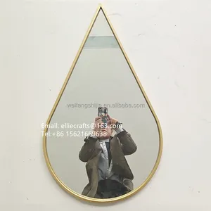 Đồ Nội Thất Nhà Thiết Kế Mới Giọt Nước Hình Kim Loại Vàng Khung Tường Gương Đồng Gương Phòng Tắm Phòng Khách Gương - Product Image 1