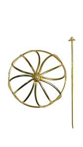 Gold <b>Wire</b> <b>Flower</b> Bun Cage with Pearl Stick, Minimalist Metal Hair Slide - Product Image 3