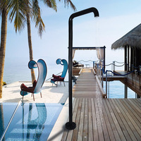 Colonne de douche de plage autoportante en acier inoxydable, système de douche extérieur, robinet à montage au sol, design moderne
