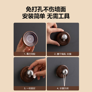 Vacuum Suction Cup <b>Hooks</b> Wood Grain Strong <b>Adhesive</b> Kitchen Bathroom Towel <b>Hook</b> No Drilling Residue Free 1-3kg Load - Product Image 4