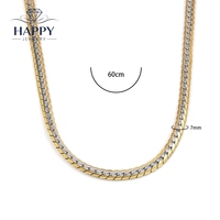 Collier chaîne cubaine en acier inoxydable pour hommes, design NK, plat, gaufré, plaqué sous vide, vente en gros pour la bijouterie
