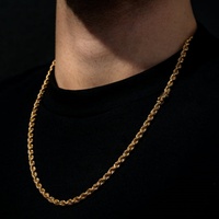 Chaîne Torsadée Tendance en Acier Inoxydable, Collier Zircon Chaîne Corde 10mm Plaqué Or 18K, Ensemble de Chaînes Personnalisable