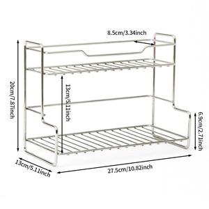 Stainless Steel Standing Type Double-Layer <b>Kitchen</b> <b>Storage</b> <b>Rack</b> Waterproof Towel Holder Modern Design for Bathroom Desktop Use - Product Image 3