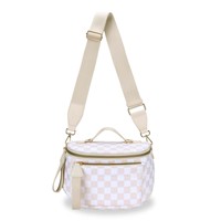 Nouveau sac à bandoulière pour femme, sac à main tendance et élégant, polyvalent, en tissu, grande capacité, en forme de coquille, à carreaux, imperméable, avec fermeture éclair