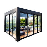 Pergola bioclimatique motorisée en aluminium à lames orientables, installation facile, pour extérieur, éco-responsable, jardinage, éclairage LED