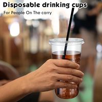 Gobelets en plastique transparent PET à paroi simple jetables de 260 ml, 300 ml, 360 ml, 400 ml, 500 ml, en forme de U, avec couvercles, logo personnalisé, gobelets à boba, gobelets à lait au thé