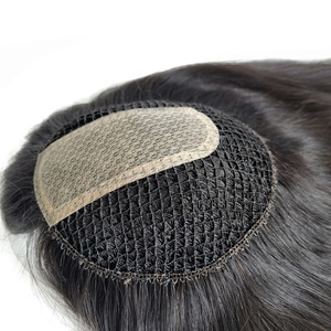 Haarstukje van visnet, Zwitsers kant, zijde, met geïntegreerd visnet, natuurlijk mensenhaar, voor vrouwen - Product Image 1