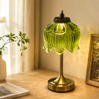 Lampe de table sans fil vintage décorative en cristal, rechargeable, à commande tactile, à intensité variable, LED, veilleuse en verre pour café, bar, hôtel