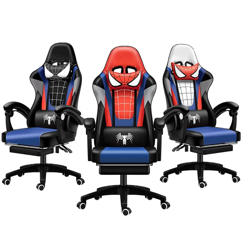 Silla ergonómica de altura ajustable, asiento gaimer profesional, color rojo, negro, blanco, spiderman, para videojuegos, modelado biónico 3D