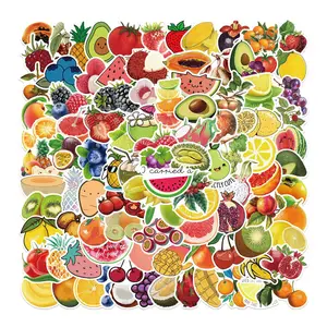 100 Pcs Fruits Stickers for kids, Colorful VSCO Waterproof Fruits Stickers for Water Bottle Scooter Luggage Laptop