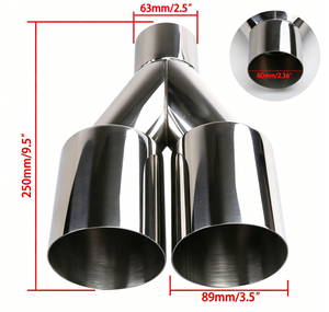 Tubi di Scarico AsiaLink per Auto, in Acciaio Inox Lucidato a Specchio, Spessore 1,2mm, Sostituzione a Forma di Y con Doppia Uscita - Product Image 2