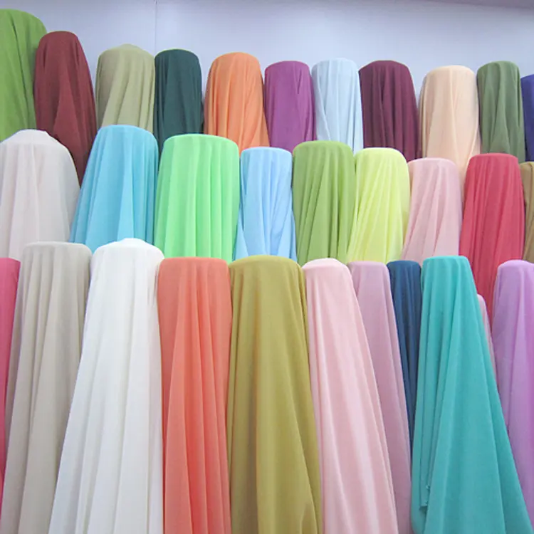 New Fashion african thin crinkle chiffon silk polyester fabric roll pakistan for Garment Hijab by meters