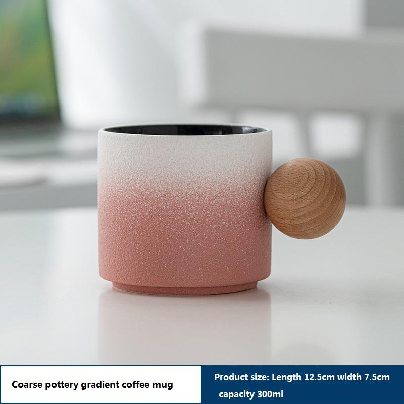 แก้วกาแฟสีม่วงไล่ระดับสีขาวพร้อมขาตั้งไม้