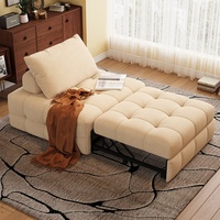 Sofá Cama de Tela Estilo Puff Moderno con Función de Refrigeración, Multifuncional, Individual, Extra Largo, para Dormitorio y Sala de Estar