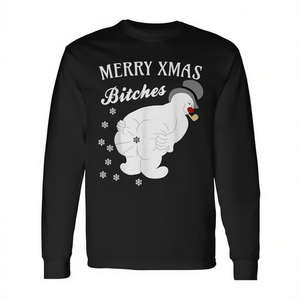 Maglietta a maniche lunghe con pupazzo di neve che fa il bisognello e fiocchi di neve - Buon Natale - Product Image 2