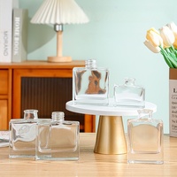 Flacon diffuseur de parfum en verre carré avec couvercle, 50ml, 100ml, 120ml, pour huiles essentielles, décoration intérieure, prix réduit