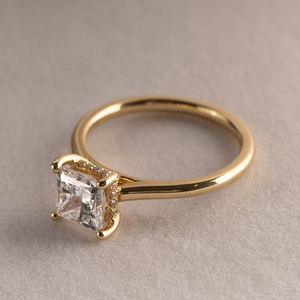 Cincin Emas Kuning 14K/18K MaiYi Custom dengan Berlian CVD Potongan Princess 1.2ct, Berlian Laboratorium, Emas Solid untuk Pernikahan dan Pertunangan - Product Image 2