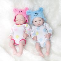 Öffnende Augen, geschlossene Augen, Zwillings-Babypuppen, 25 cm, realistische, lebensechte Reborn-Jungenpuppe, Begleiter-Spielset für Kinder