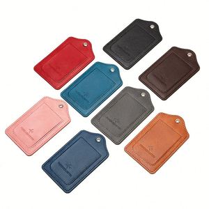 Étiquette de bagage en cuir PU gris minimaliste, personnalisable avec impression de lettres, accessoire d'identification portable pour valise de voyage - Product Image 2