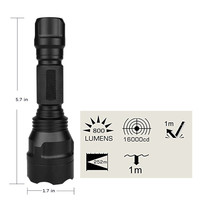 Lampe torche LED T6 en alliage d'aluminium étanche avec logo personnalisé QXMOVING, rechargeable, C8 Fast Track, lampe torche tactique de chasse