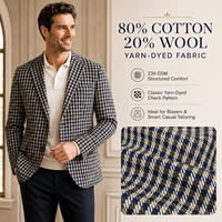 Fournisseurs de tissus – Tissu en molleton de coton teint en fil à carreaux Gingham pour costume homme printemps-automne – Échantillon gratuit – Tissu mélangé laine
