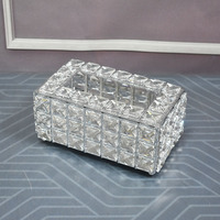 Boîte à mouchoirs en cristal de luxe personnalisée, porte-mouchoirs rectangulaire en métal et verre, or et argent, étui décoratif pour serviettes pour le salon