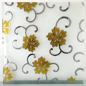 Factory wholesale ice flower design glass acid etched glass decoration glass