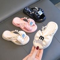 Nuevas Pantuflas de Niña con Lazo de Perlas, Impermeables, Ligeras, Planas, Transpirables, para Verano, Zapatos Casuales Infantiles con Suela Suave