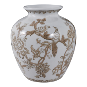 Vaso in ceramica con disegno di uccello e rampicanti, vaso per fiori di ispirazione vintage per soggiorno, decorazione da tavolo per la casa - Product Image 1