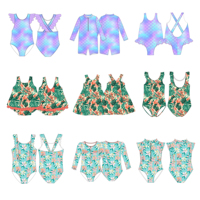 Maillot de bain pour filles en nylon et élasthanne, bikini pour enfants, tissu personnalisé, anti-UV, séchage rapide, motif fruité, respectueux de l'environnement AD