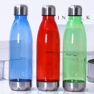 Şeffaf ince plastik su şişesi BPA ücretsiz Tritan Voss Cola su şişesi