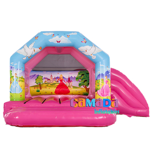 Pequeños castillos hinchables inflables con tobogán para niños Jumping Bouncer House Combo con payasos - Product Image 5