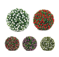 Boule de fleurs artificielle décorative en plastique de 7 pouces, boule de buis artificielle suspendue en stock, boule de topiaire pour jardin, balcon, patio, mariage, fête