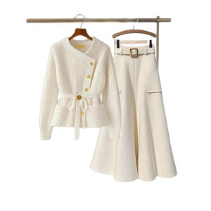 Kadın Uzun Kollu Örme Üst ve Beli Belirginleştiren Kesimli Yüksek Bel İnceltici Etek 2 Parça Takım Moda - Product Image 4