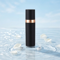Flacon pompe sans air noir mat 30ml/50ml pour shampoing, lotion, sérum et soins de la peau - Cylindre en PP avec estampage doré et impression UV