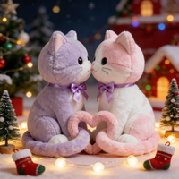 Paires de chatons en peluche doux avec rembourrage en coton PP, matériau principal 100% polyester, 31cm-50cm, pour la Saint-Valentin et la décoration intérieure