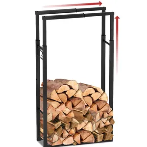 Adjustable Sizes Retractable Metal Log Storage Holder Firewood Log Rack