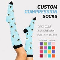 Kaos Kaki Kompresi Setinggi Lutut yang Bernapas untuk Perawat, Olahraga, Wanita dan Pria, Desain Logo Kustom, Pemasok Grosir OEM