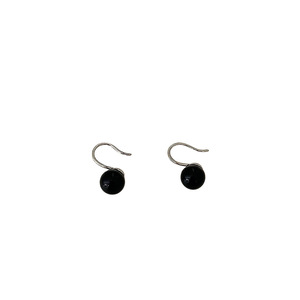 S925 Sterling <b>Silver</b> <b>Stud</b> Earrings Black Agate Ball Beads For Women Everyday Wear - Product Image 5