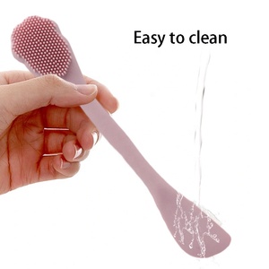 Mini Double Tête Silicone <span class=keywords><strong>Masque</strong></span> Facial Brosse De Nettoyage Nez Brosse De Lavage Violet Rose Masques Visage Brosse - Product Image 4