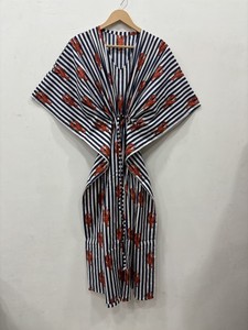 Relaxed Fit Floral Print Kaftan <b>Dress</b> for Women <b>Long</b> Flowing Silhouette <b>Boho</b> Style Drawstring Waist Casual Wear Outfit - Product Image 3