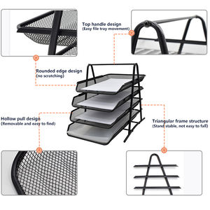 سوبر سبتمبر Wideny مكتب سطح المكتب سلك معدني درج الورق الرسالة وثيقة صينية المنظم 4 طبقات تكويم مكتب شبكة ملف صينية - Product Image 2