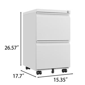 Stahl Büro Weißmetall Akten speicher Mobiler Sockel Akten schrank Hochwertige 2 Schubladen Schlüssels chloss Büromöbel Modern - Product Image 3