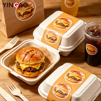 Autocollants personnalisés Yingao en rouleau, imperméables, pour emballage de hamburgers, autocollants en vinyle pour emballage de restauration rapide, autocollants adhésifs pour boîte à hamburgers, autocollants de marque